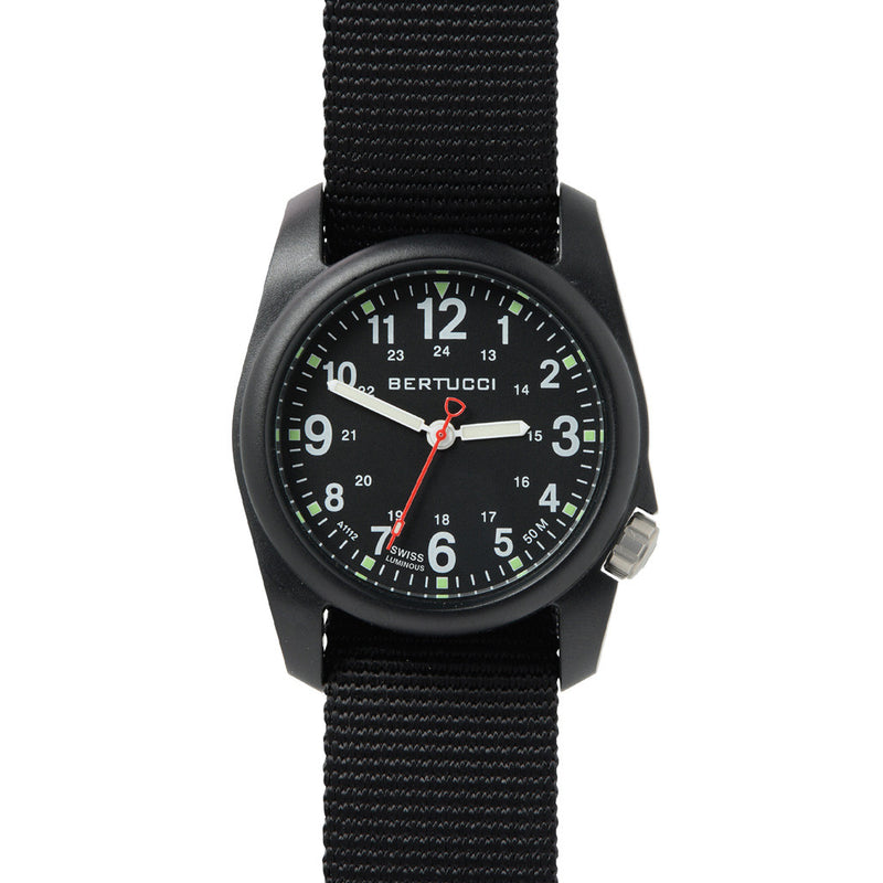 Bertucci DX3 Field Poly Resin Watch, Black Nylon Strap, Black Dial - 11015