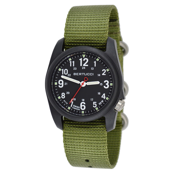 Bertucci DX3 Field Poly Resin Watch, Olive Green Nylon Strap, Black Dial - 11016 zoom