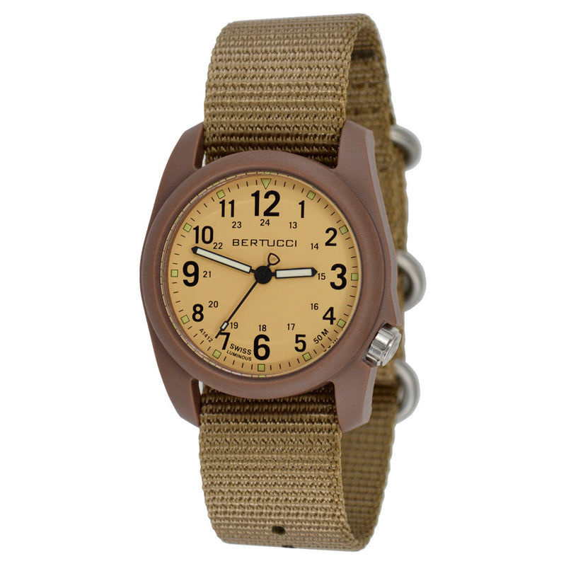 Bertucci DX3 Field Watch, 40mm Resin Case, Coyote Nylon Strap, Patrol Khaki  Dial - 11021 zoom