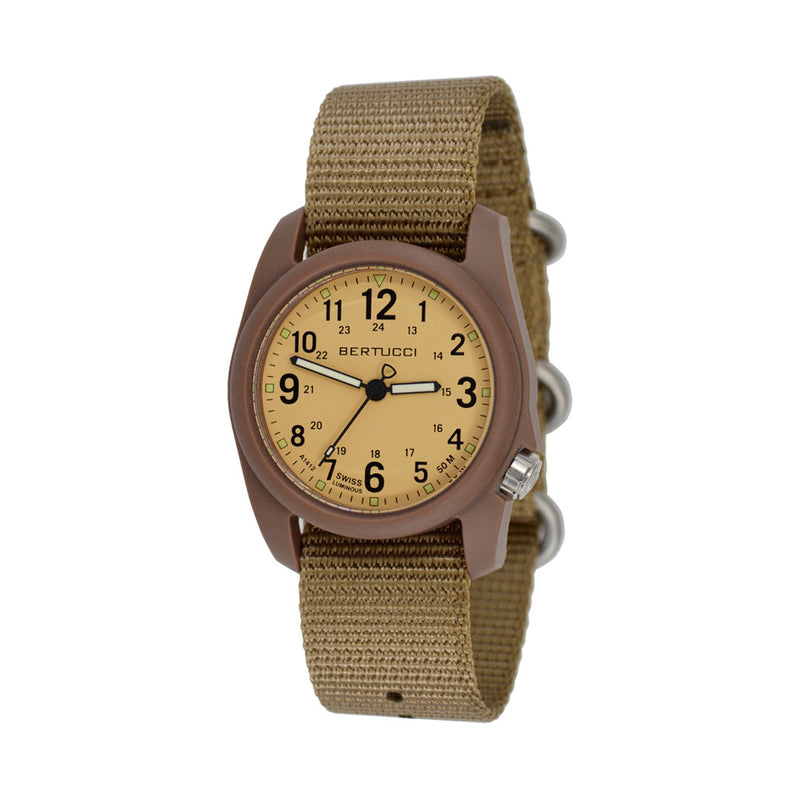 Bertucci DX3 Field Watch, 40mm Resin Case, Coyote Nylon Strap, Patrol Khaki  Dial - 11021