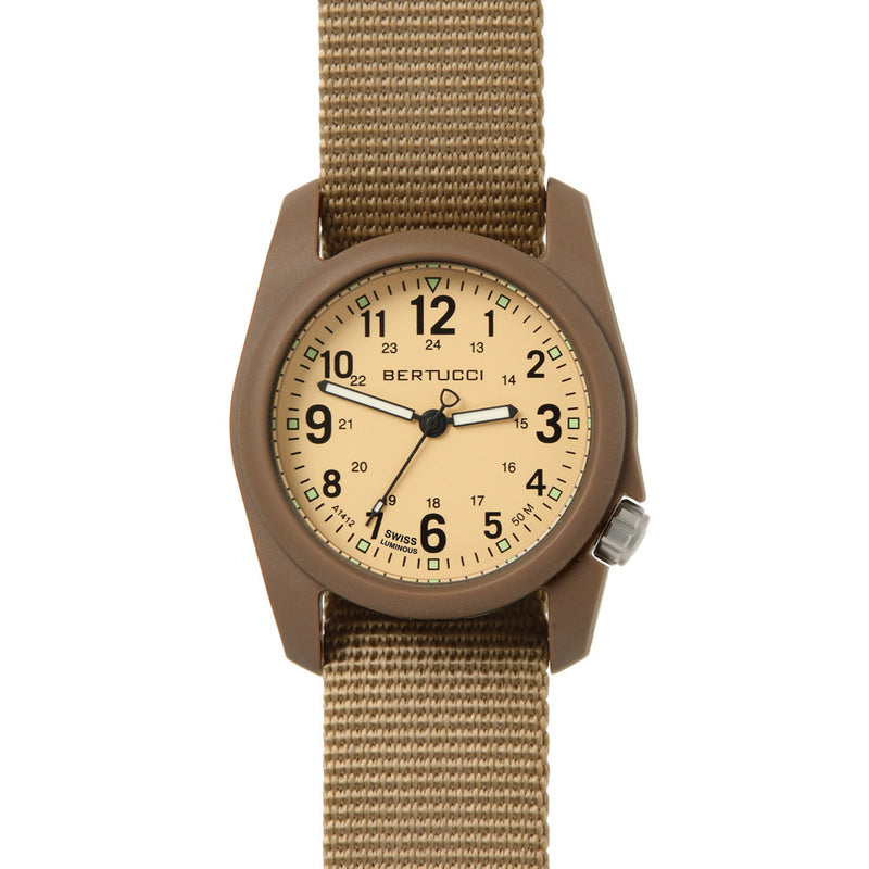 Bertucci DX3 Field Watch, 40mm Resin Case, Coyote Nylon Strap, Patrol Khaki  Dial - 11021