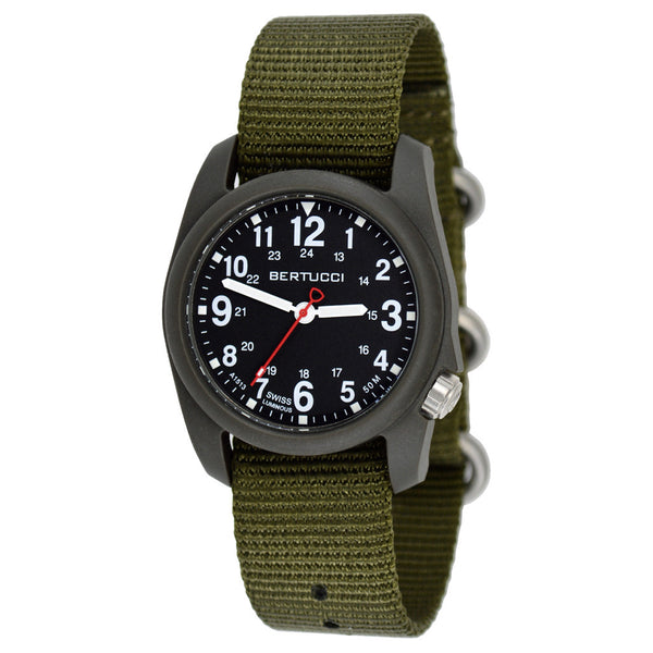 Bertucci DX3 Field Resin Watch, Olive Green Nylon Strap, Black Dial - 11026 zoom