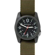 Bertucci DX3 Field Resin Watch, Olive Green Nylon Strap, Black Dial - 11026
