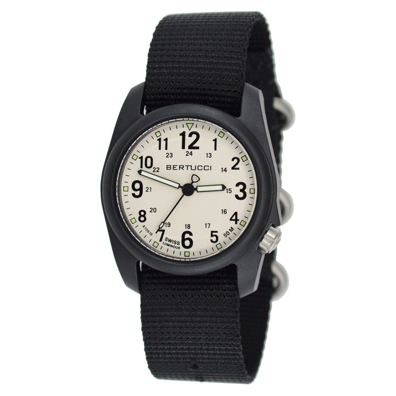 Bertucci DX3 Field Resin Watch, Black Nylon Strap, White Dial - 11039 zoom