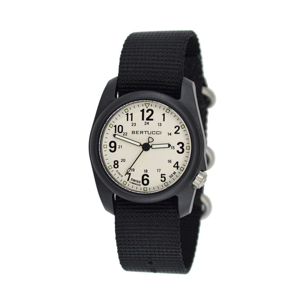 Bertucci DX3 Field Resin Watch, Black Nylon Strap, White Dial - 11039