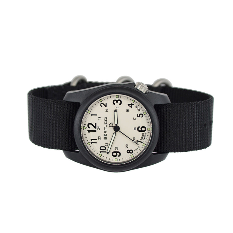 Bertucci DX3 Field Resin Watch, Black Nylon Strap, White Dial - 11039 side