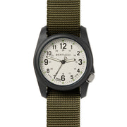 Bertucci DX3 Field Resin Watch, Olive Green Nylon Strap, White Dial - 11049