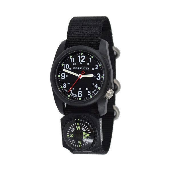 Bertucci DX3 Compass™ Field Watch with Nylon Strap, Black Dial - #11102