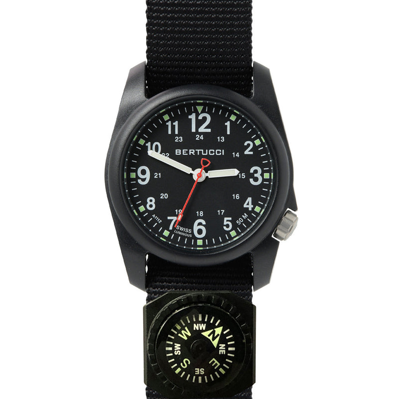 Bertucci DX3 Compass™ Field Watch with Nylon Strap, Black Dial - #11102