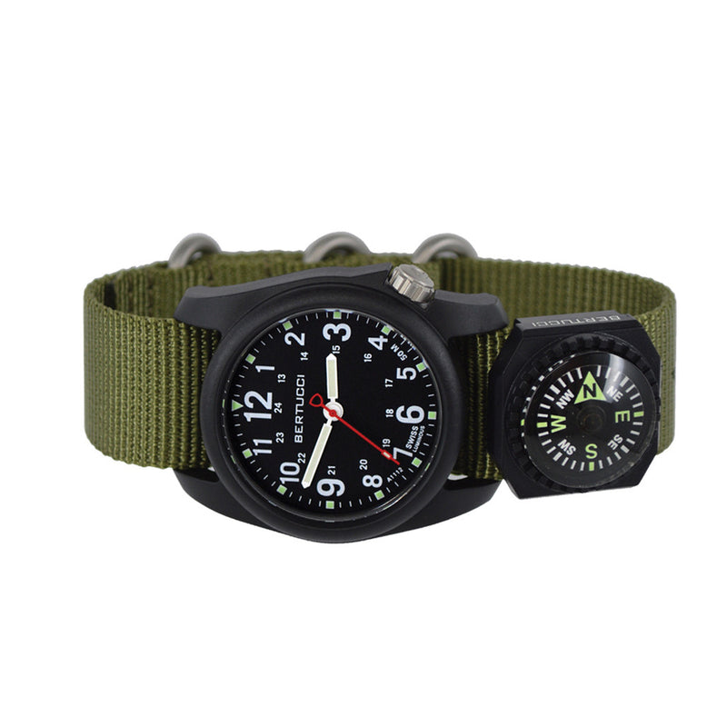 Bertucci DX3 Compass™ Field Watch with Nylon Strap, Black Dial - #11103 side