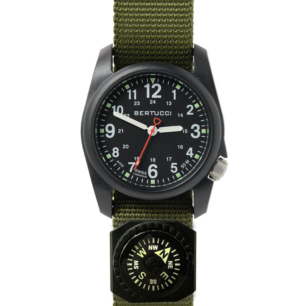 Bertucci DX3 Compass™ Field Watch with Nylon Strap, Black Dial