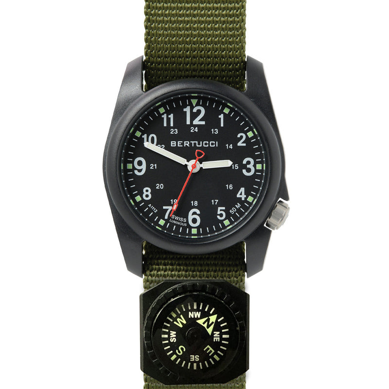 Bertucci DX3 Compass™ Field Watch with Nylon Strap, Black Dial - #11103