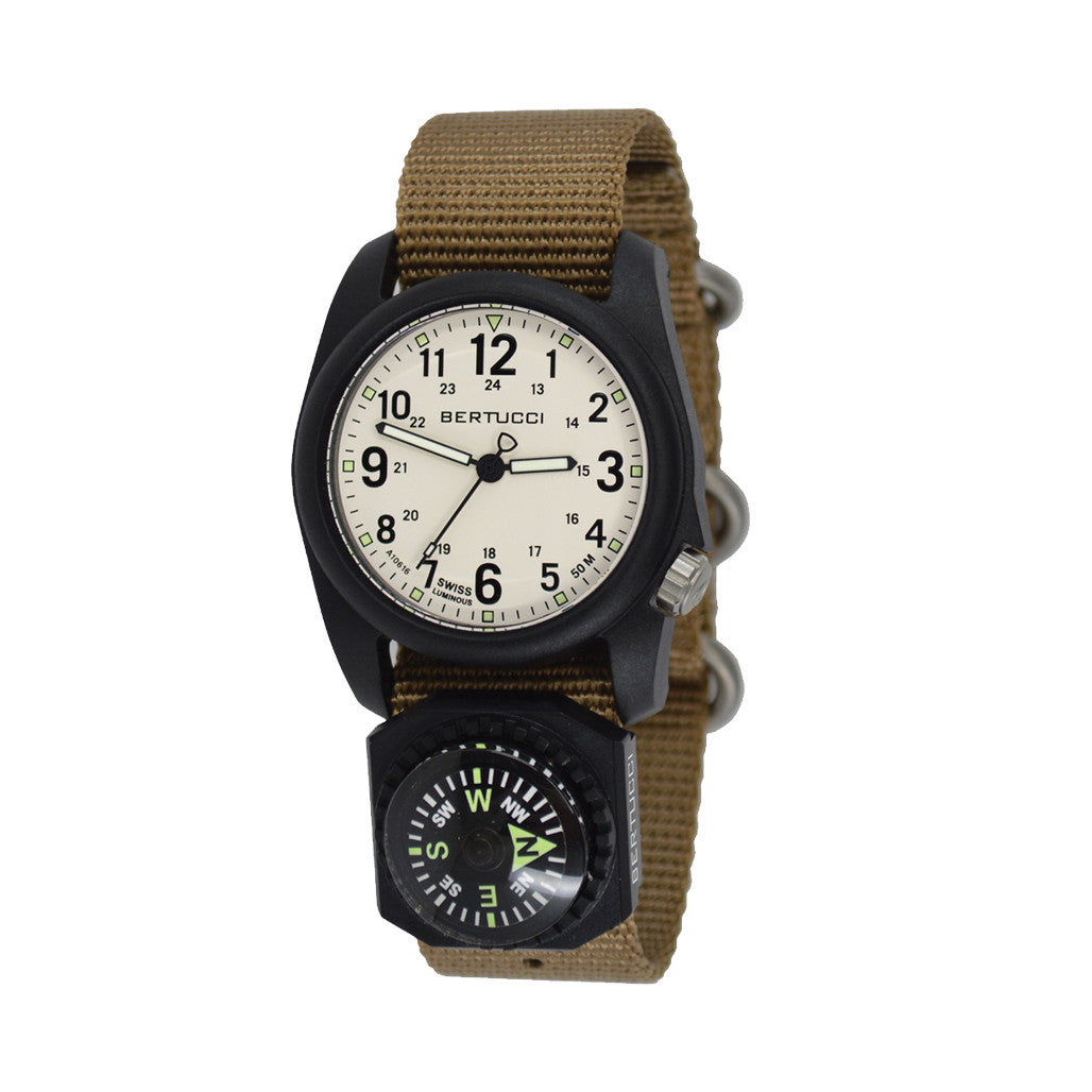 Bertucci DX3 Field Watch with Stone Dial and Compass #11104 — Long