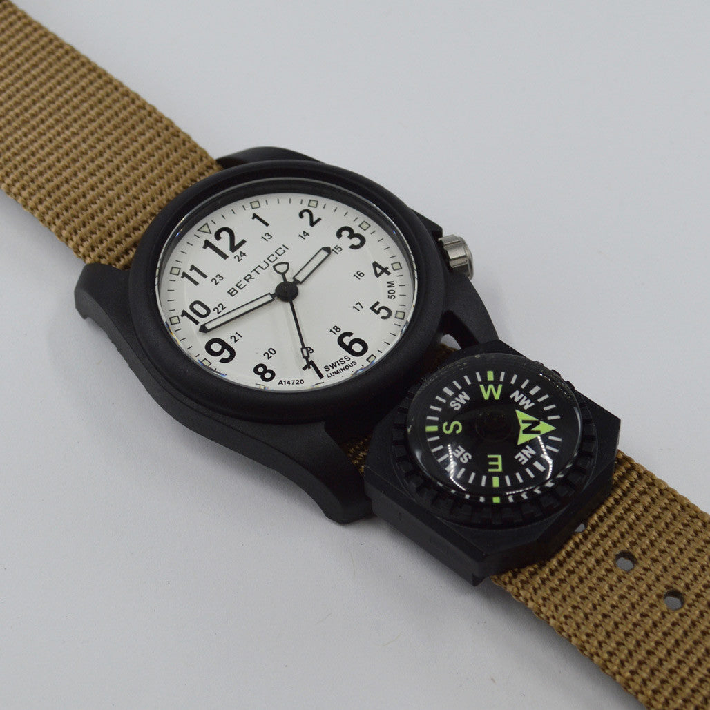 Bertucci DX3 Field Watch with Stone Dial and Compass #11104 — Long