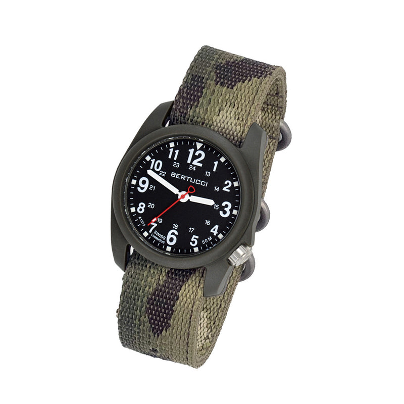 Bertucci DX3 Field Watch with Black Dial and Camo Strap #11111 tilt