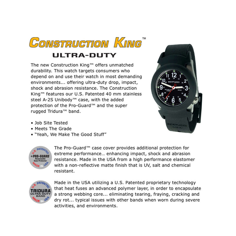 Bertucci Construction King Black Dial Watch with Black Strap and Pro-Guard #11114