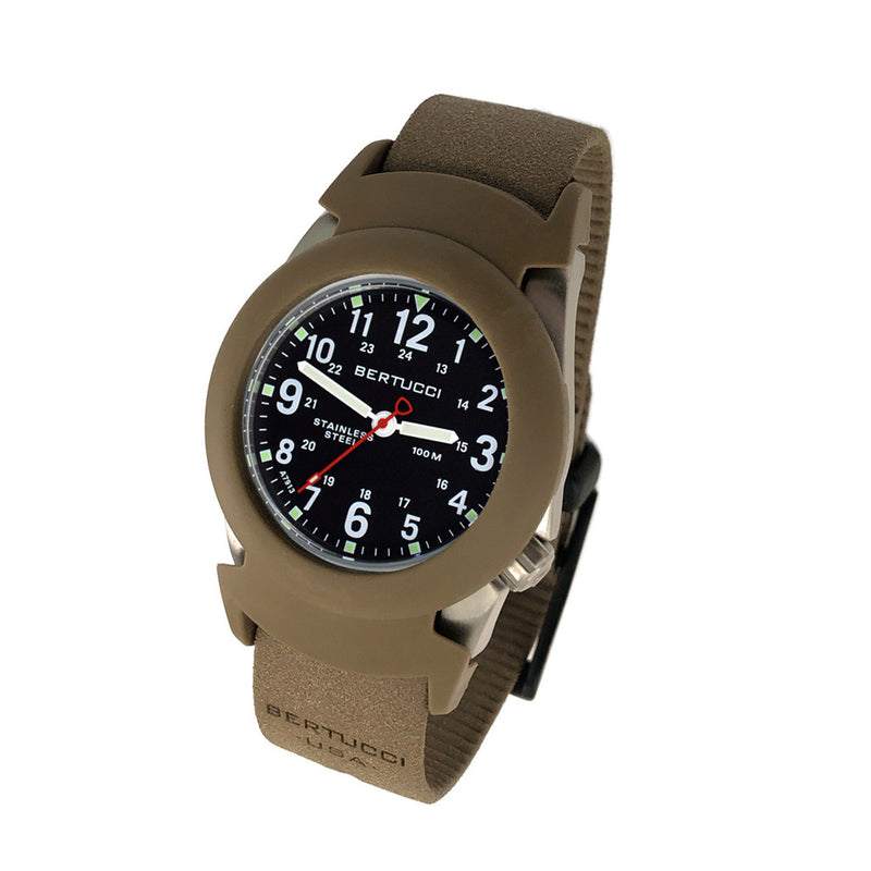Bertucci Construction King Black Dial Watch with Coyote Strap and Pro-Guard #11116 tilt