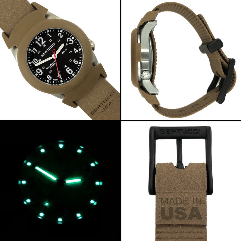 Bertucci Construction King Black Dial Watch with Coyote Strap and Pro-Guard #11116