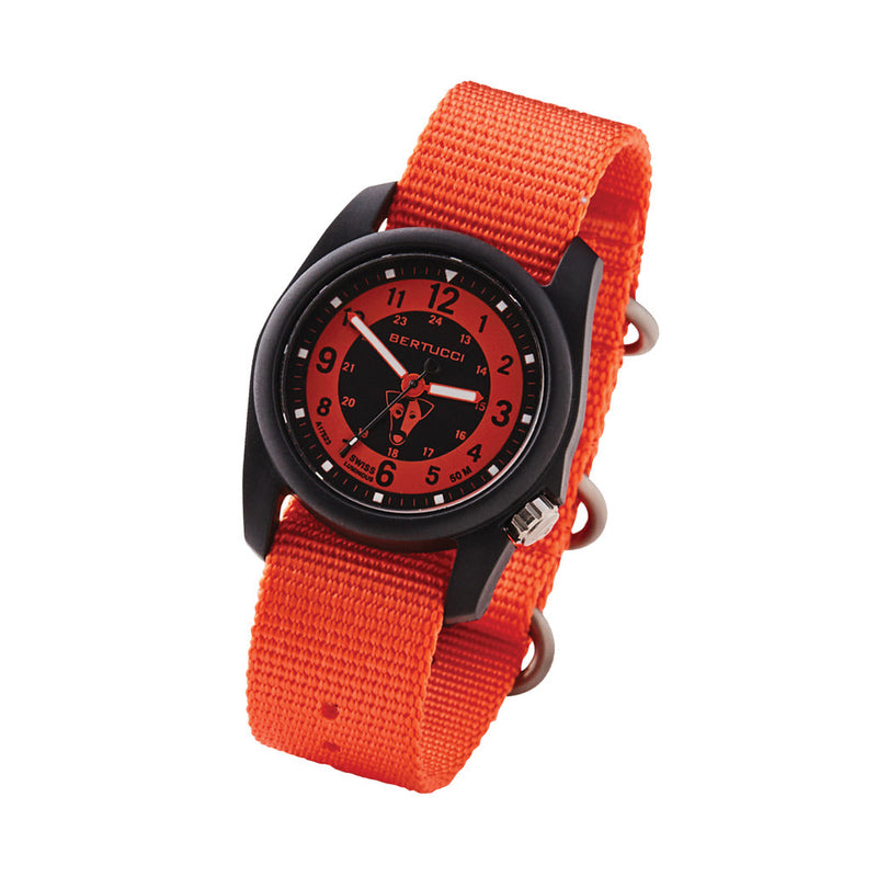 Bertucci DX3 Field Watch with Base Camp Orange Dial #11119 tilt