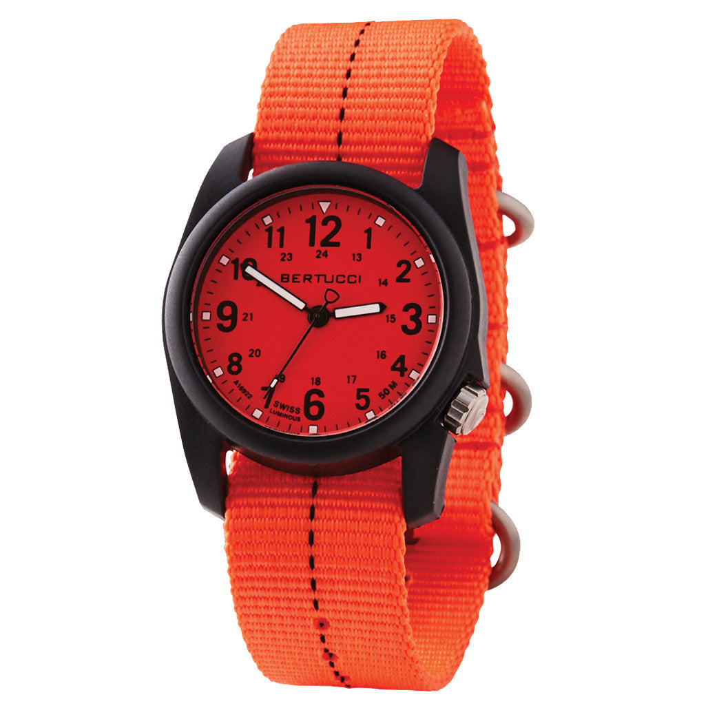 Bertucci DX3 Plus Field Watch with Orange Blaze Dial #11121 — Long