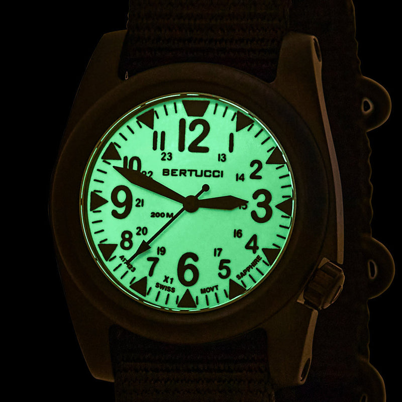 Bertucci A-2S Ballista X1 Illuminated Dial with Black Strap #11122 lume