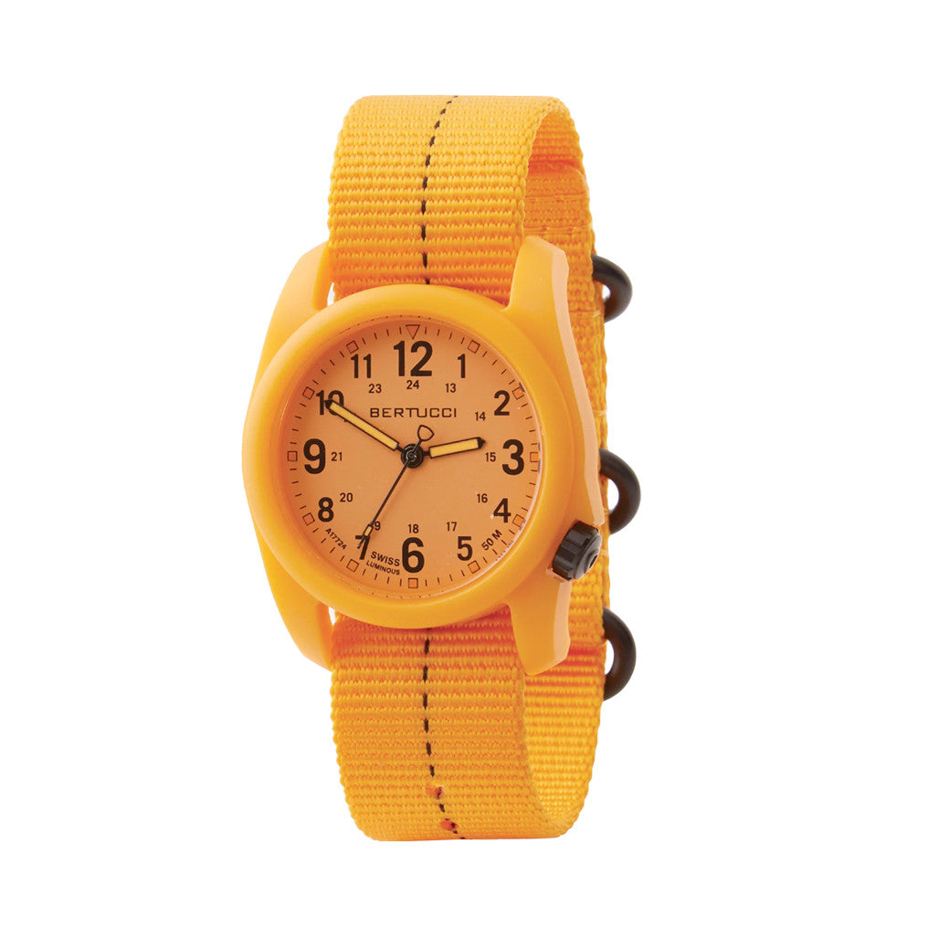 Bertucci DX3 Field Watch with Lume Case and Tangerine Dial #11135