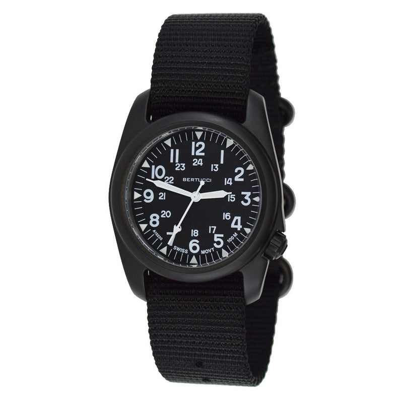 Bertucci A-2S Vintage Black with Swiss Movement and Black Dial #11509 zoom