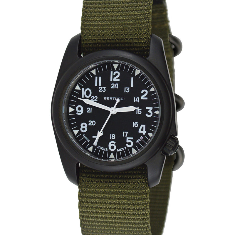Bertucci A-2S Vintage Black with Swiss Movement and Black Dial #11510 dial zoom