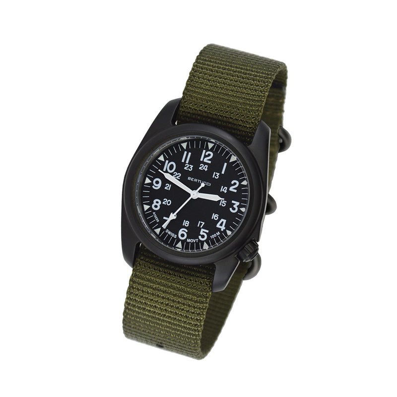 Bertucci A-2S Vintage Black with Swiss Movement and Black Dial #11510 tilt