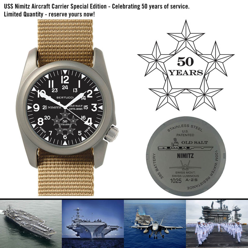 Bertucci USS Nimitz Aircraft Carrier Special Edition Black Dial Watch #11520