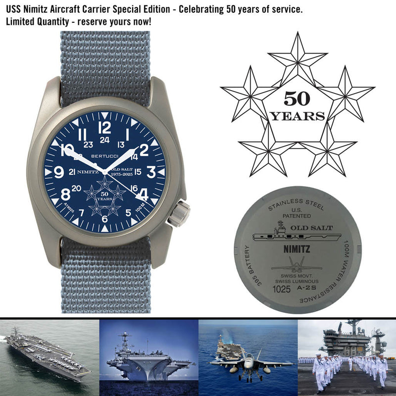 Bertucci USS Nimitz Aircraft Carrier Special Edition Blue Dial Watch #11521