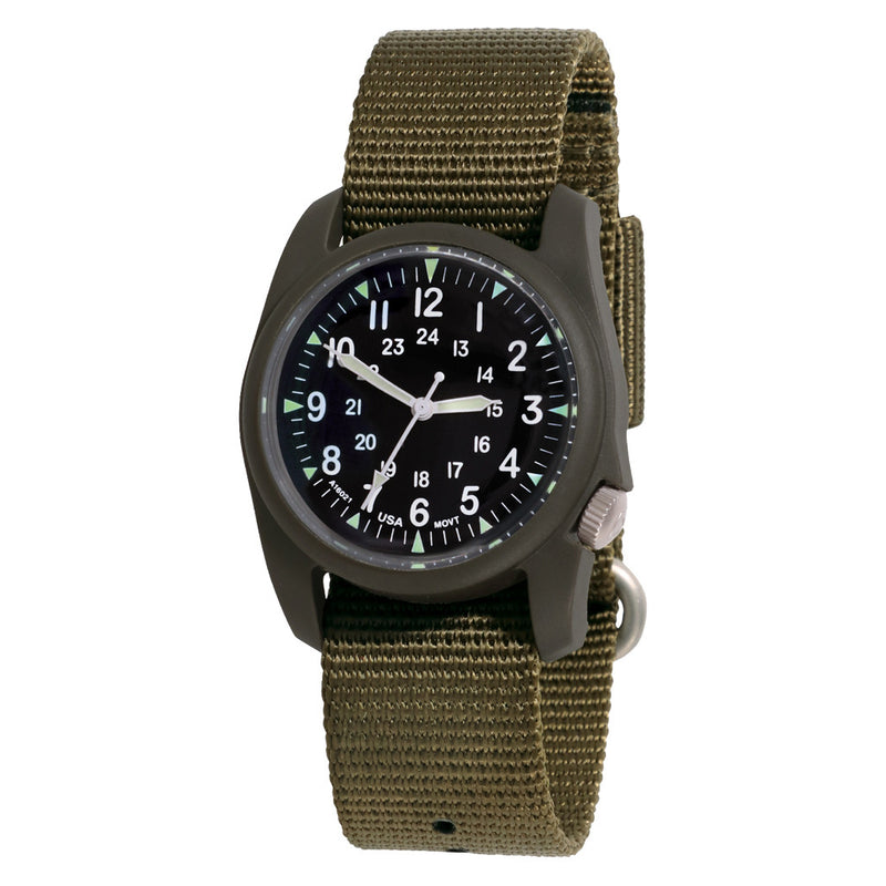 Bertucci retro-inspired Retroform field watch with a USA movement, 5 year battery and G-Type nylon band #11600 zoom