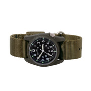 Bertucci retro-inspired Retroform field watch with a USA movement, 5 year battery and G-Type nylon band #11600 side