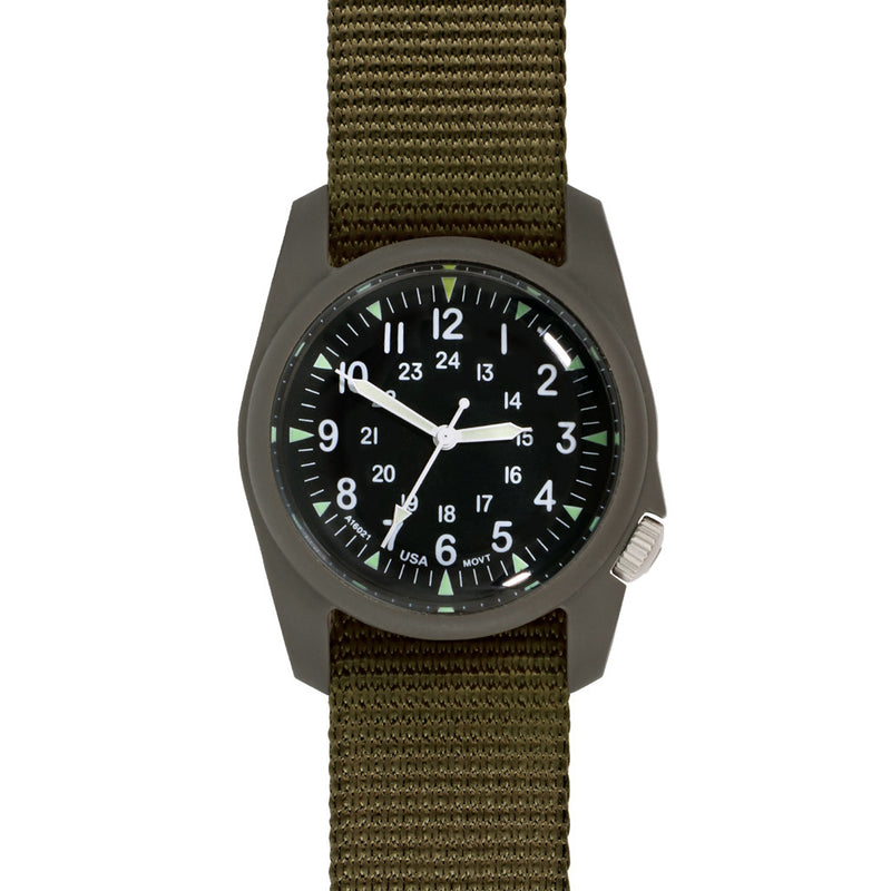 Bertucci retro-inspired Retroform field watch with a USA movement, 5 year battery and G-Type nylon band #11600