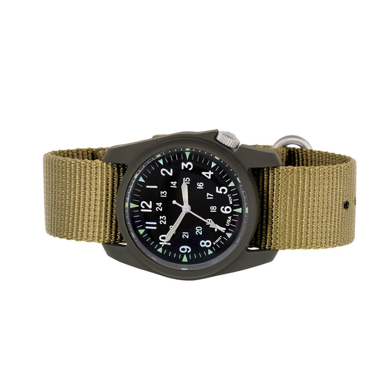Bertucci retro-inspired Retroform field watch with a USA movement, 5 year battery and G-Type nylon band #11601