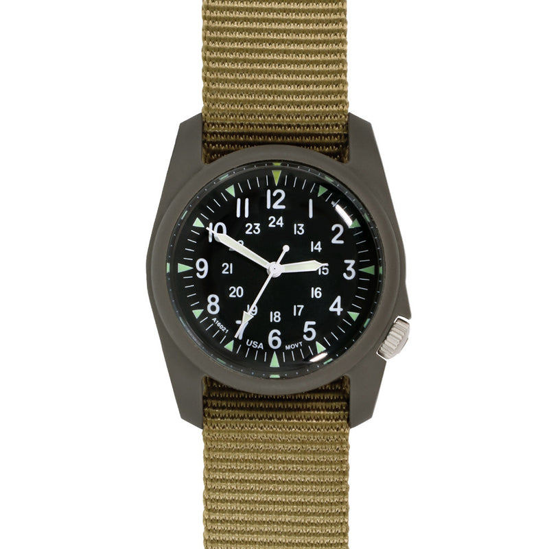 Bertucci retro-inspired Retroform field watch with a USA movement, 5 year battery and G-Type nylon band #11601