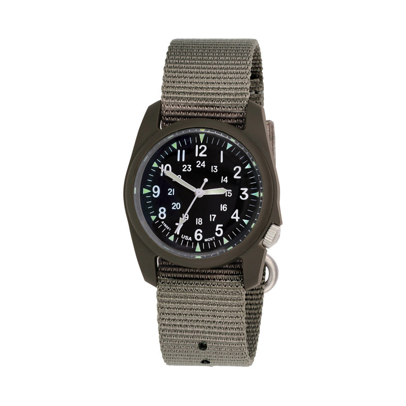 Bertucci retro-inspired Retroform field watch with a USA movement, 5 year battery and G-Type nylon band #11602