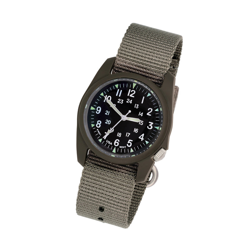 Bertucci retro-inspired Retroform field watch with a USA movement, 5 year battery and G-Type nylon band #11602