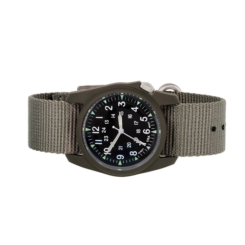 Bertucci retro-inspired Retroform field watch with a USA movement, 5 year battery and G-Type nylon band #11602
