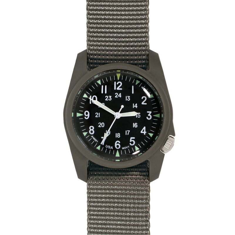 Bertucci retro-inspired Retroform field watch with a USA movement, 5 year battery and G-Type nylon band #11602