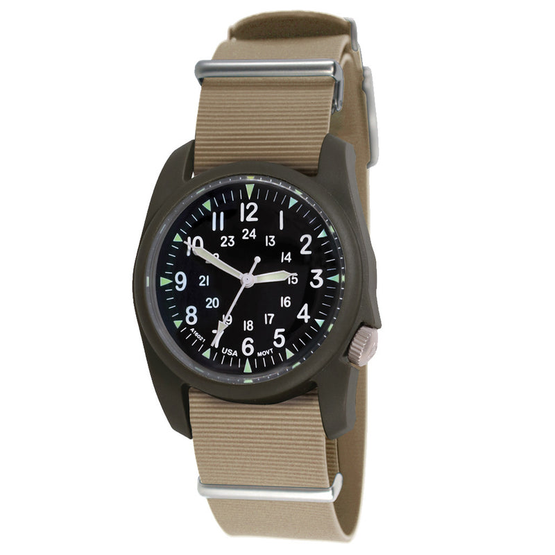 Bertucci A-2RA Retroform with USA Movement and Khaki Rubber One-Piece Strap #11603 zoom