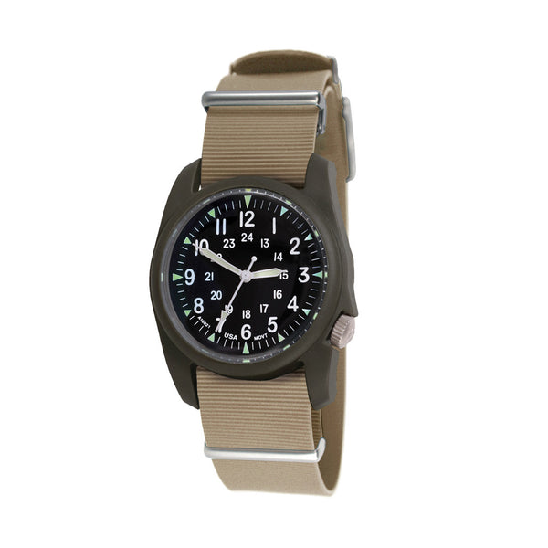 Bertucci A-2RA Retroform with USA Movement and Khaki Rubber One-Piece Strap #11603