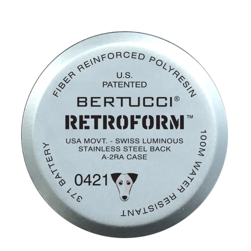 Bertucci A-2RA Retroform with USA Movement and Khaki Rubber One-Piece Strap #11603 back