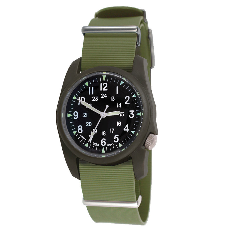 Bertucci A-2RA Retroform with USA Movement and Green Rubber One-Piece Strap #11604 zoom