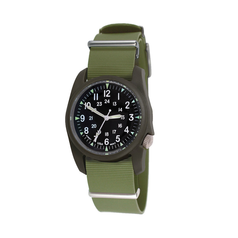 Bertucci A-2RA Retroform with USA Movement and Green Rubber One-Piece Strap #11604