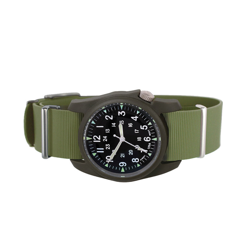Bertucci A-2RA Retroform with USA Movement and Green Rubber One-Piece Strap #11604 side