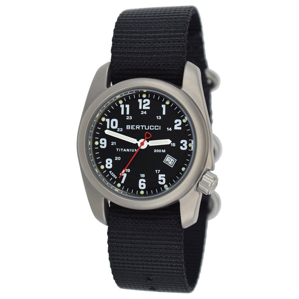 Bertucci A-2T Black Dial Titanium Watch with Black Nylon Strap #12022 zoom