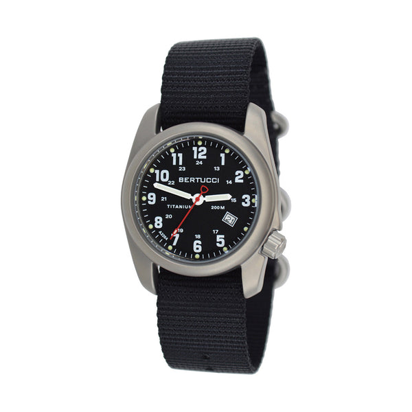 Bertucci A-2T Black Dial Titanium Watch with Black Nylon Strap #12022