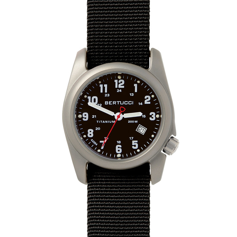 Bertucci A-2T Black Dial Titanium Watch with Black Nylon Strap #12022