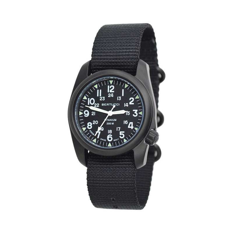 Bertucci A-2T Vintage Black Titanium Watch with Black Nylon Strap #12027